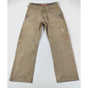Red Kap Mimix Carpenter Pants Mens 34 Brown Canvas Workwear Utility Double Knee